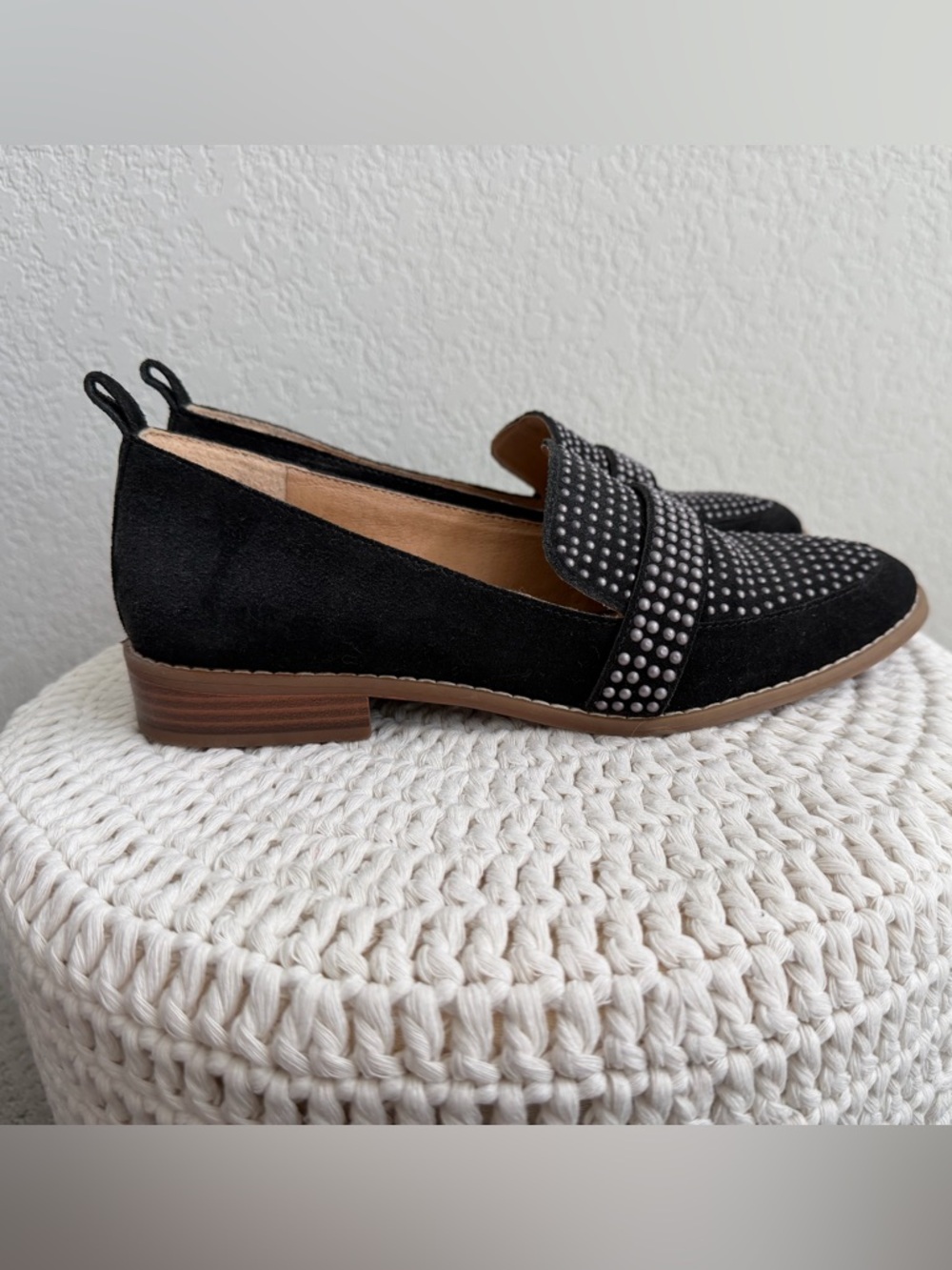 Crown Vintage Black Studded Suede Loafers - Picture 2 of 7